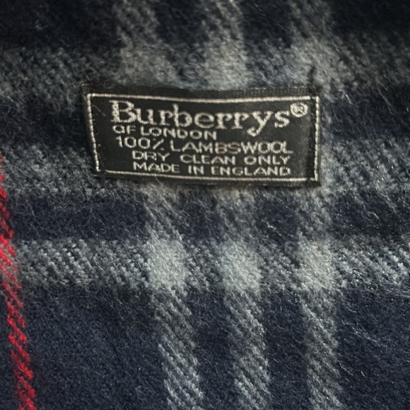 BURBERRY Vintage 100% Lambswool Nova Check Navy Blue Plaid Scarf - Picture 4 of 5